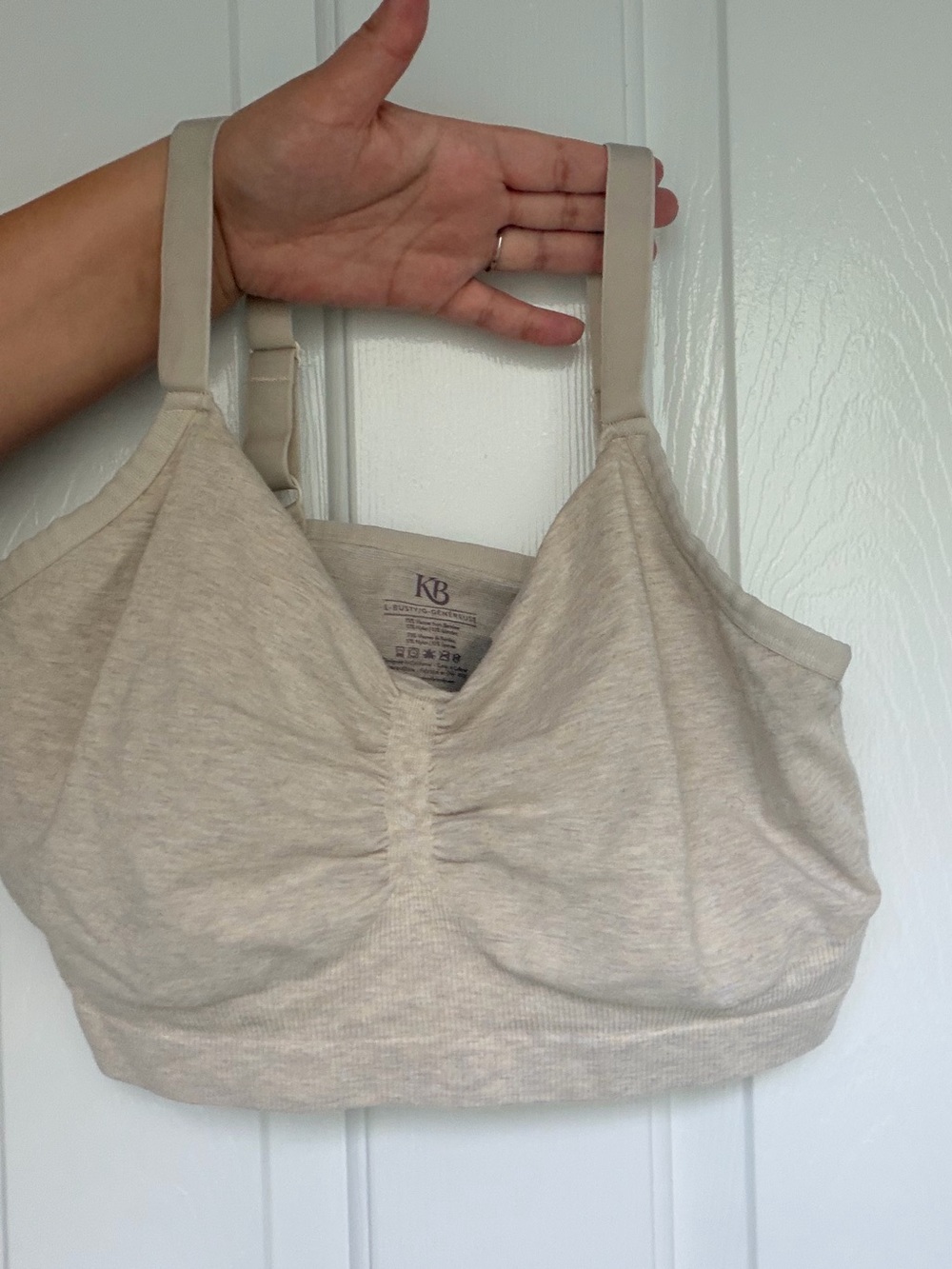 Kindred Bravely Large Busty Nursing Bra Beige Bamboo Wireless Maternity Bra